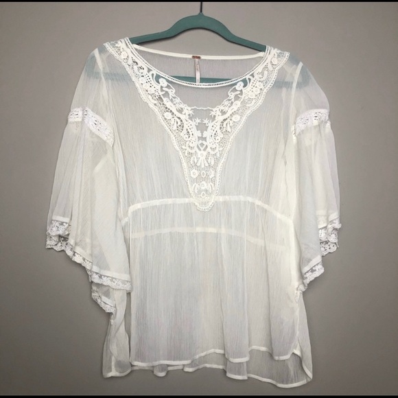 Free People White Lace Kimono Top - Picture 1 of 7